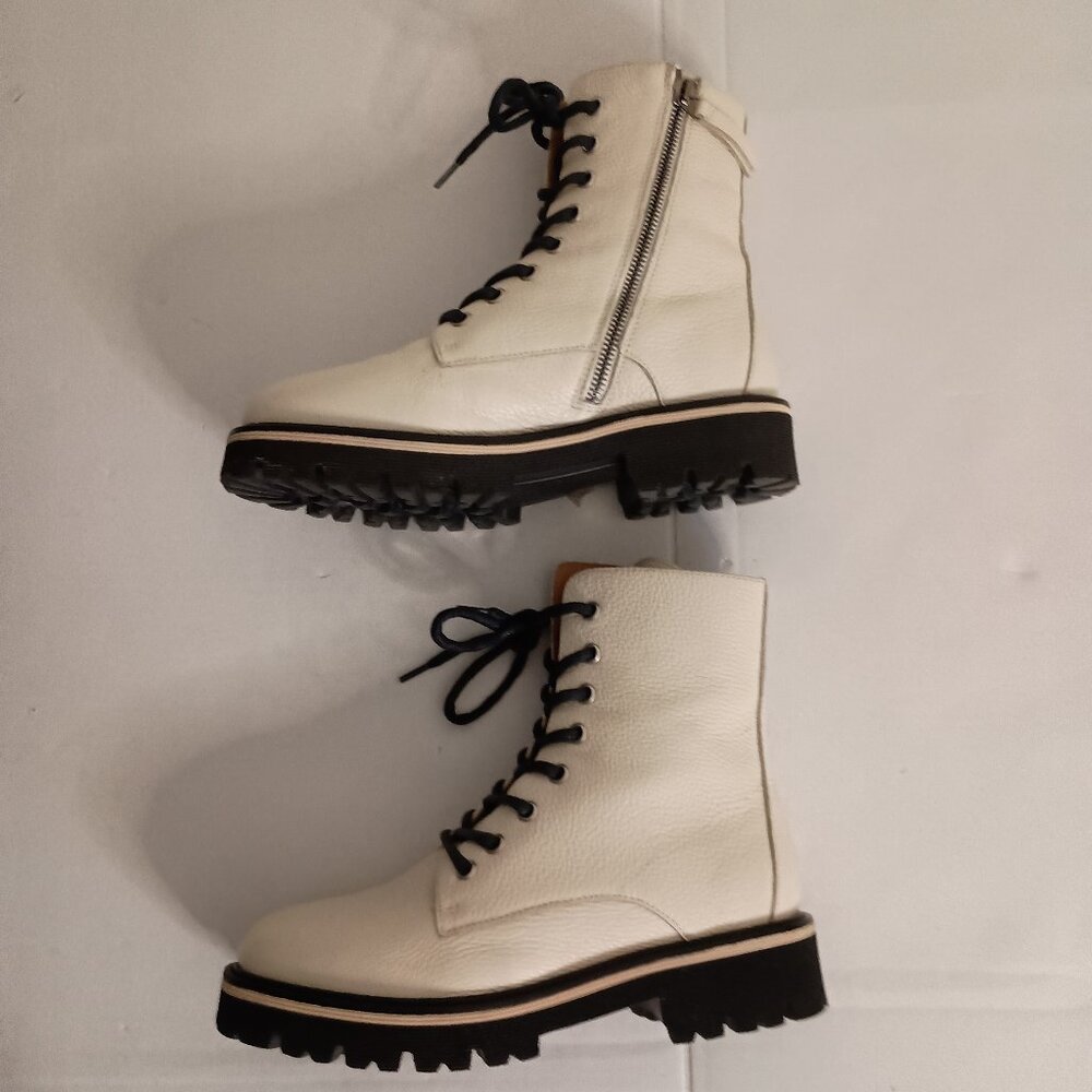 M Gemi Benedetta Leather Combat Boots Sand Beige Women’s Size 6.5 Like New - Picture 8 of 16